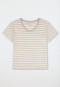 Maglietta a maniche corte in lino e cotone organico a strisce off-white - Mix+ Relax
