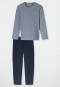 Pyjama long rayures bleu nuit - Selected Premium Jacquard