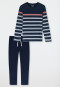 Pigiama lungo a righe blu notte - Casual Nightwear
