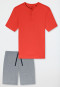 Short pyjamas with button placket striping light red - Casual Nightwear