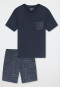 Short pyjamas graphite patterned - Fine Interlock