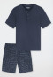 Short pyjamas with button placket graphite - Fine Interlock