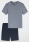 Pyjama court rayures bleu nuit - Selected Premium Jacquard