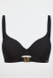 Bikini top with shell jersey recycled stripes black - aqua