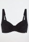 Bikini top with underwire jersey recycled stripes black - aqua