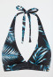 Triangle bikini top jersey recycled palm trees multicolor - aqua