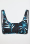Bustier bikini top jersey recycled palm trees multicolor - aqua