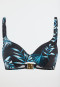 Bikini top with shell jersey recycled palm trees multicolor - aqua