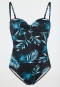 Swimsuit with shell jersey recycled palm trees multicolor - Aqua