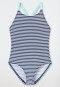 Maillot de bain tricot recyclé SFP 40+ rayures white&stripes - Aqua