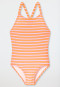Swimsuit knitwear SPF40+ stripes light red - aqua