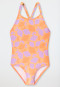 Swimsuit knitwear SPF40+ stripes lemons peach-orange - Aqua
