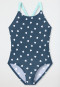 Maillot de bain tricot recyclé SFP 40+ pois bleu nuit - Aqua