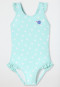 Maillot de bain en tricot recyclé SFP 40+ pois tortue vert clair - Aqua