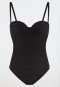 Badeanzug Jersey recycelt Streifen schwarz - Aqua