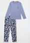 Schlafanzug lang Katze blaugrau - Teens Nightwear