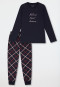 Pyjama long à poignets carreaux bleu nuit - Teens Nightwear