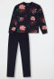 Schlafanzug lang Interlock Blumen nachtblau - Teens Nightwear