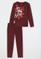 Schlafanzug lang Interlock Blumen burgund - Comfort Interlock