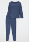 Pyjama long poignet broderie bleu jeans - Casual Nightwear