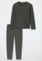 Pyjamas long jacquard button placket dark green - Modern Nightwear