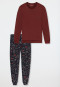 Schlafanzug lang Bündchen Weltall burgund - Family