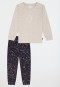 Schlafanzug lang Bündchen beige-meliert - Family