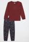 Schlafanzug lang Bündchen Weltall burgund - Family