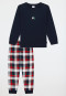 Pyjama long à poignets carreaux bleu nuit - Family