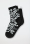 Women's socks 2-pack Organic Cotton flowers black - Fashion