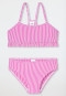 Bikini set seersucker stripes ruffles fuchsia - aqua