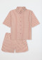 Pyjama kurz Webware Streifen terracotta - Selected Premium