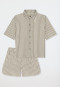 Pyjama kurz Webware Streifen oliv - Selected Premium