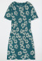 Sleep shirt short sleeve interlock elasticated waistband flowers green - Modern Nightwear