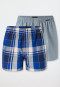 Boxershorts 2er-Pack Webware blau gemustert - Boxershorts Multipack