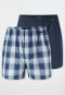 Boxershorts 2er-Pack Webware blau gemustert - Boxershorts Multipack