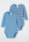 Baby onesies long-sleeved 2-pack fine rib organic cotton striped little bears multicolored - Natural Love