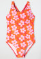 Swimsuit knitware recycled LSF40+ racerback flowers red - Aqua Teen Girls