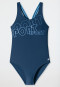 Maillot de bain tricot recyclé SFP 40+ dos nageur sport bleu - Aqua Teen Girls