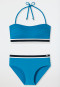 Set composto da uno slip midi con design a coste e da un bikini a fascia con imbottiture morbide e spalline regolabili, color acquario - Underwater