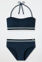 Bandeau bikini set soft pads variable straps midi bottoms ribbed look dark blue - Underwater