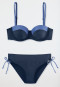 Bikini Bandeau Armatures Softcups bretelles variables culotte midi côtés réglables bleu nuit - Ocean Swim