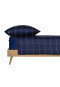 Bed linen set two-piece satin dark blue chequered - SCHIESSER Home