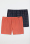 Boxershorts 2er-Pack Karomuster dunkelblau/orange - Fun Prints