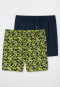 Boxershorts Jersey 2er-Pack uni gemustert dunkelblau/gelb - Fun Prints