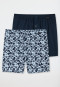 Boxer shorts jersey 2-pack solid patterned dark blue/light blue - Fun Prints
