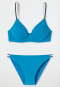 Set composto da bikini con ferretto, spalline regolabili e mini slip con design a coste, color acquario - Underwater
