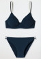 Underwire bikini set variable straps mini bottoms ribbed look dark blue - Underwater