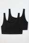 Bustier confezione da 2 senza coppe cotone biologico nero - 95/5