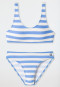 Brassière bikini in maglieria riciclata LSF40+ foderato a righe azzurro - Aqua Teen Girls